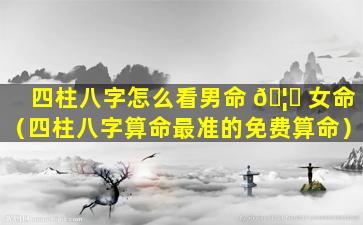 四柱八字怎么看男命 🦁 女命（四柱八字算命最准的免费算命）